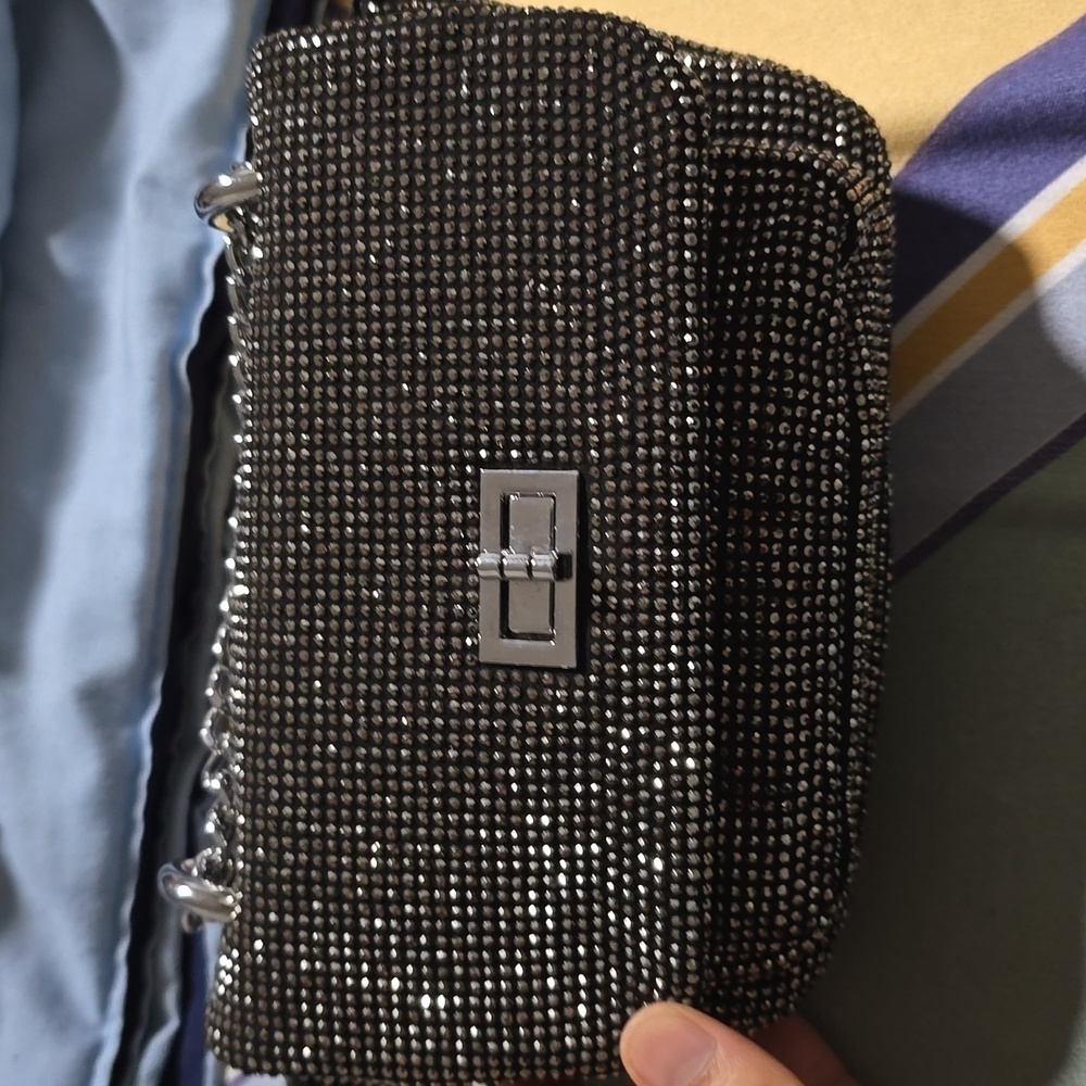 Women's shoulder bag glitter shining black cocktail bag